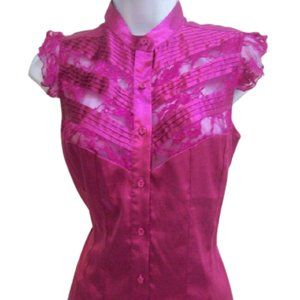 BARBIE CORE Pink Satin and Lace Blouse Size Medium